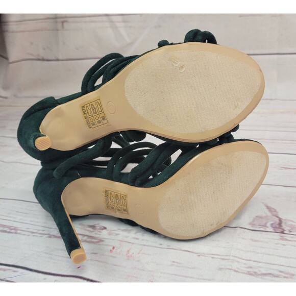 So Me Dark Green Strappy 4in Stiletto High Heels Size 6 - Picture 6 of 8
